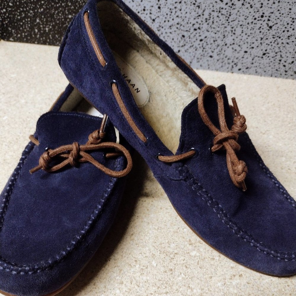 Cole Haan Blue Suede Loafers.